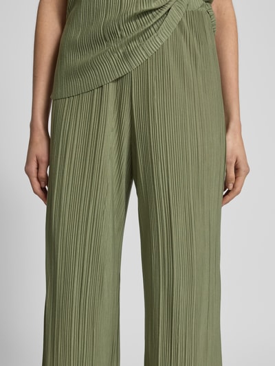 Vila Wide Leg Stoffhose mit Plisseefalten Modell 'PLISA' Khaki 3