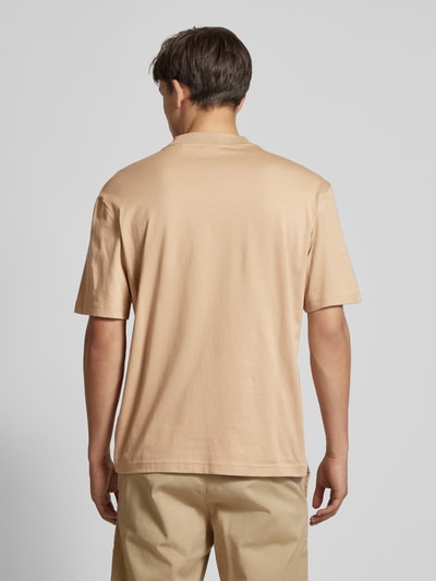 Hugo Blue T-shirt met labelpatch, model 'Nieros' Beige - 5