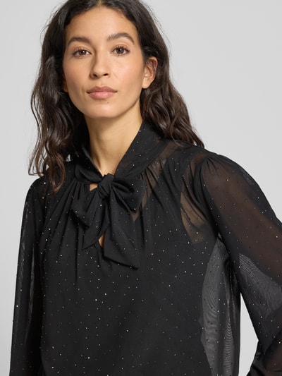 More & More Regular fit strikblouse met siersteentjes Zwart - 3