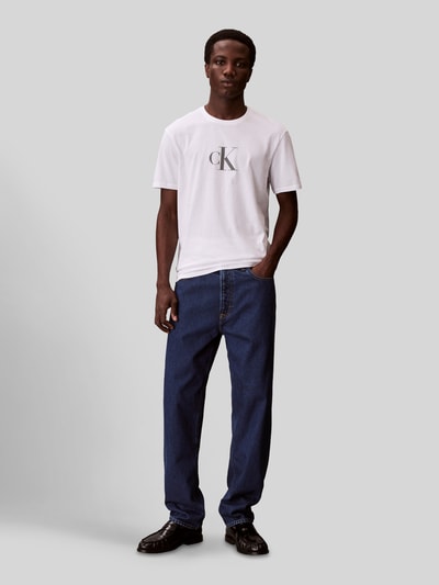 CK Calvin Klein Regular Fit T-Shirt mit Logo Print Weiss 1