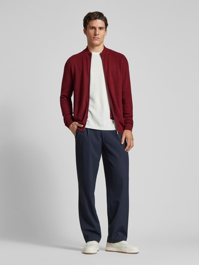 Fynch-Hatton Regular fit gebreid jack met ritssluiting Bordeaux - 1