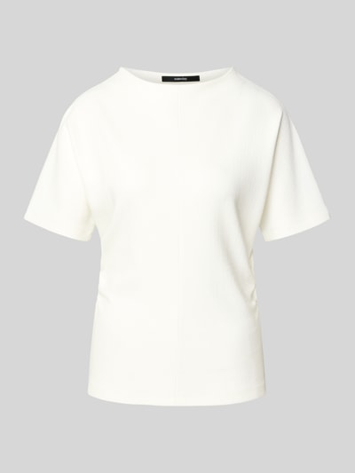 Produktfoto, T-Shirt mit Strukturmuster Modell 'Kavora' von Someday, Damen T-Shirt im Viskose-Mix mit Stretch-Anteil, Gerader-Schnitt, Rundhalsausschnitt, Rückenlänge bei Größe 36 62 cm, dezente Struktur, Farbe Weiß