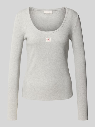 Calvin Klein Jeans Longsleeve mit Label-Detail Hellgrau 2