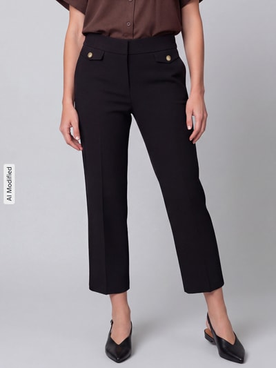 SEDUCTIVE regular fit wijde broek met viscose, model 'ALARA' Donkerbruin - 4