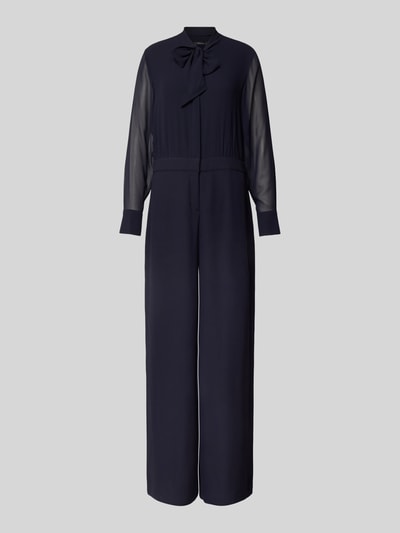 comma Jumpsuit met semi-transparante mouwen Marineblauw - 2