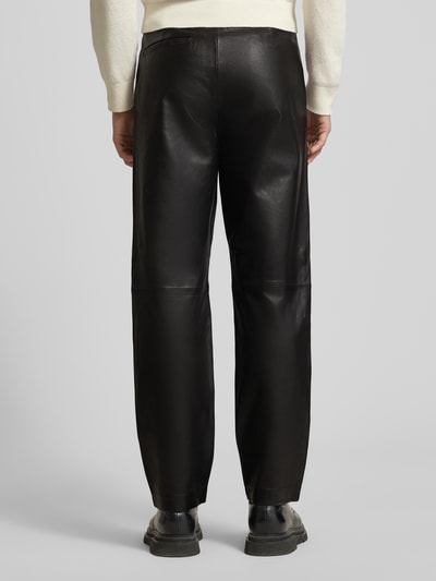 SELECTED HOMME Wide leg broek van echt lamsleer, model 'CHANCE' Zwart - 5