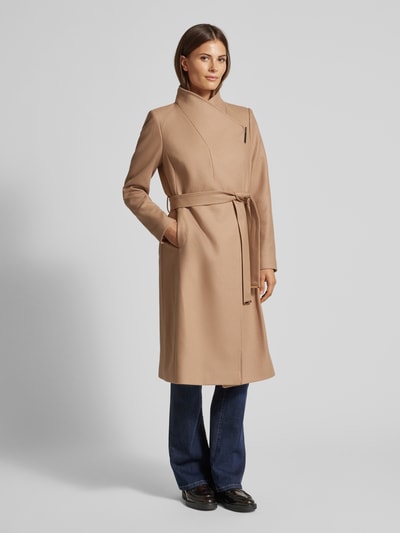 Ted Baker Płaszcz wełniany z wiązanym paskiem model ‘ROSE’ Camel 4