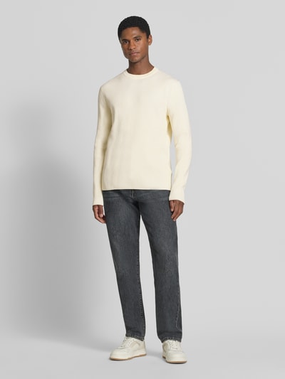 Lindbergh Slim Fit Strickpullover Baumwoll-Mix Offwhite 1