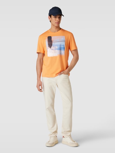 Tom Tailor T-shirt met motief- en labelprint Oranje - 1