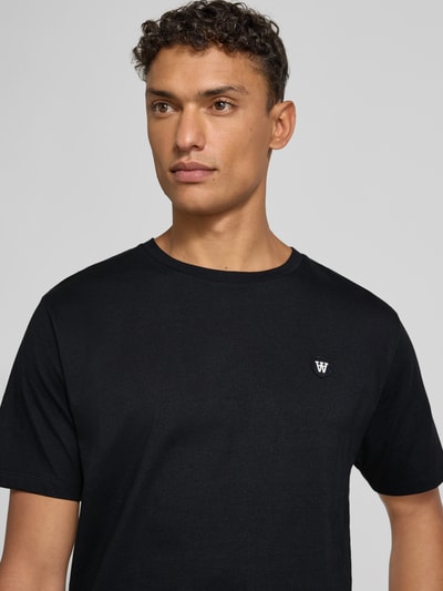 Wood Wood T-shirt met labelstitching en ronde hals Zwart - 3