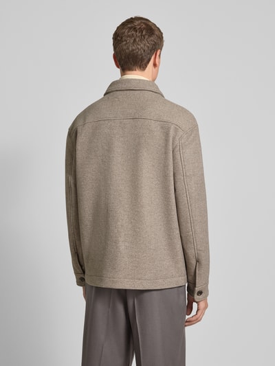 SELECTED HOMME Regular fit wollen jack met platte kraag, model 'MITCH' Taupe - 5