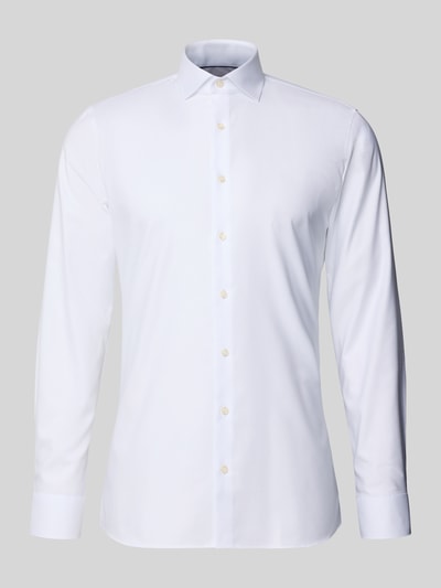 Produktfoto, Super Slim Fit Business-Hemd mit Kentkragen von OLYMP No. Six, weiß, Baumwoll-Elasthan-Mix, glatte Struktur, Knopfleiste