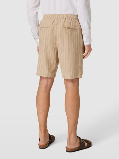 Knowledge Cotton Apparel Bermudas aus Leinen mit Streifenmuster Beige 5