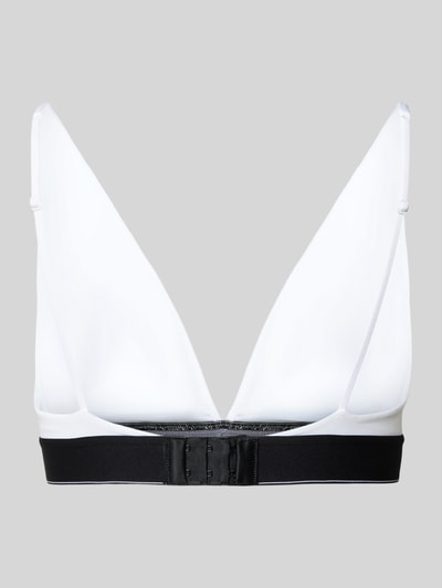 Produktfoto, Slim Fit BH mit Logo-Stitching von Calvin Klein Underwear in Weiß mit schwarzem Bund, elastischer Material-Mix, Hakenverschluss, verstellbare Träger