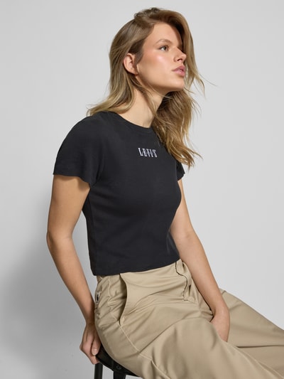 Levi's® Cropped T-Shirt mit Label-Stitching Black 3