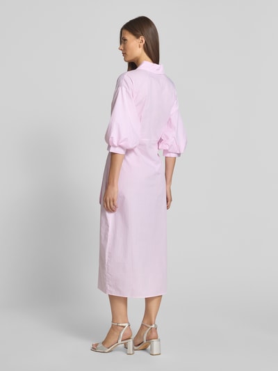 Rich & Royal Overhemdjurk met platte kraag en strikceintuur Felroze - 5