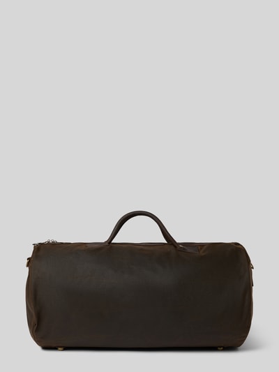 Produktfoto, Weekender aus reiner Baumwolle von Barbour in Optik: Unifarben, rechteckige Form, feine Webstruktur, wasserdicht, Reißverschluss, Hauptfach, Innenfach, Reißverschlussfach außen, Label-Stitching-Applikation, Tragehenkel