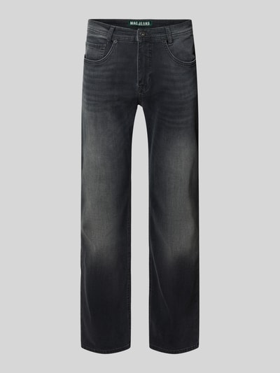 Produktfoto, graue Straight Fit Jeans aus Baumwoll-Mix Modell 'ARNE' von MAC, dezente Washed-Effekte, klassische Five-Pocket-Form, Herren Straight Fit Jeans von MAC
