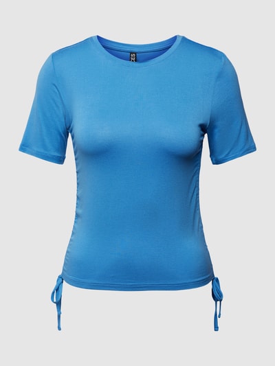 Pieces T-shirt met geribde ronde hals, model 'NEORA' Bleu - 2