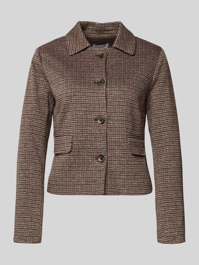 More & More Regular fit blazer met viscose Donkerbruin - 2