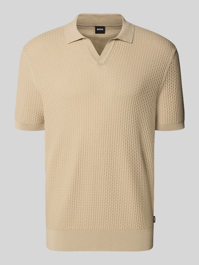 Produktfoto, Regular Fit Poloshirt aus reiner Baumwolle Modell 'NATALO' von BOSS, beżowy, faktura piqué, krój regular fit, kołnierz polo, krótki rękaw, ściągacze na rękawach i dole, materiał bawełna