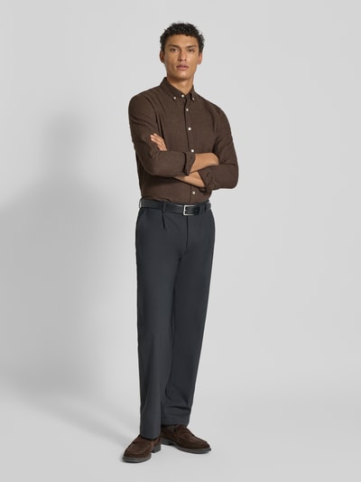 MCNEAL Regular fit vrijetijdsoverhemd met button-downkraag Chocoladebruin - 1