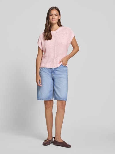FREE/QUENT Gebreid shirt met kapmouwen model 'Estapper' Lichtroze - 1