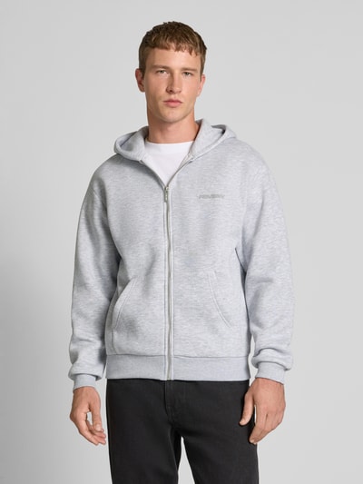 REVIEW Bluza rozpinana o kroju regular fit z aplikacją z logo Jasnoszary melanż 4