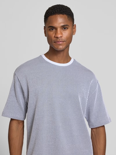 MCNEAL T-Shirt mit Strukturmuster und Rundhalsausschnitt Dunkelblau 3