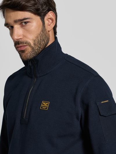 PME Legend Sweatshirt mit Troyer-Kragen und Label-Detail Petrol 3