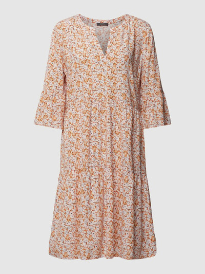 Montego Knielange jurk van viscose met all-over motief Oranje - 2