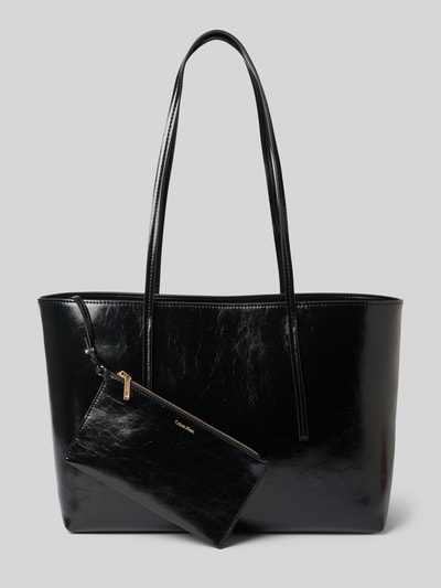 Produktfoto, Shopper mit Label-Detail von CK Calvin Klein in Schwarz mit glänzender Oberfläche, Damen Shopper von CK Calvin Klein