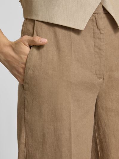 CAMBIO Relaxed fit linnen broek met steekzakken Chocoladebruin - 3