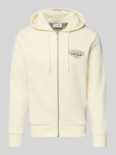 Jack & Jones Sweatjacke mit Kapuze und Label-Print Modell 'MAKOTO' Offwhite 2