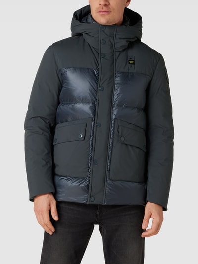 Blauer Usa Daunenjacke mit Label-Detail Marine 4