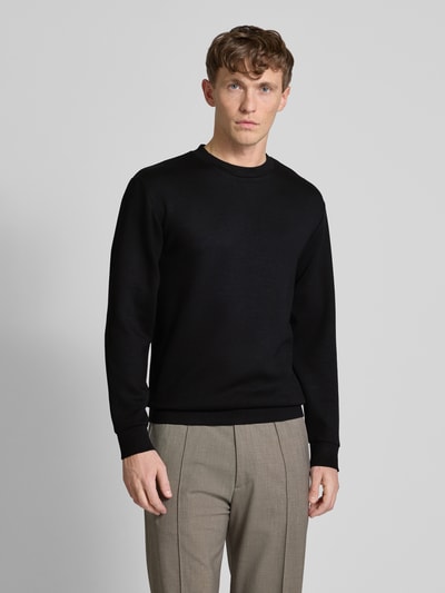 SELECTED HOMME Sweatshirt mit gerippten Abschlüssen Modell 'EMANUEL' Black 4