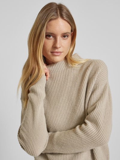 Jake*s Casual Oversized gebreide pullover met ribboorden Rietgroen - 3