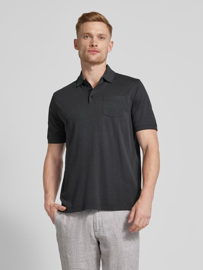 bugatti Regular fit poloshirt met borstzak Antraciet - 4