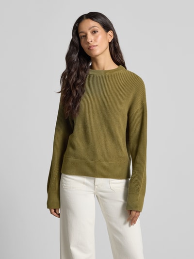 Jake*s Casual Sweter z dzianiny o kroju oversized z prążkowanymi wykończeniami Oliwkowy 4