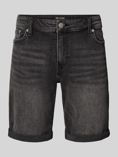 ONLY & SONS Regular Fit Jeansshorts aus Baumwoll-Mix Modell 'PLY' Black 2