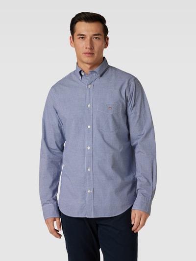 Gant Regular fit vrijetijdsoverhemd met labelstitching, model 'POPLIN' Koningsblauw - 4