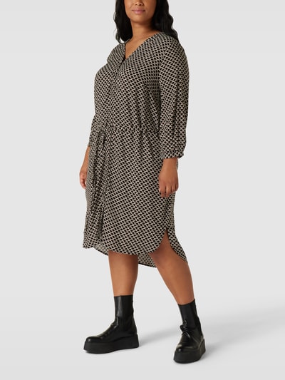 ONLY CARMAKOMA PLUS SIZE midi-jurk met all-over motief, model 'CARANITA DENIZIA' Zwart - 4