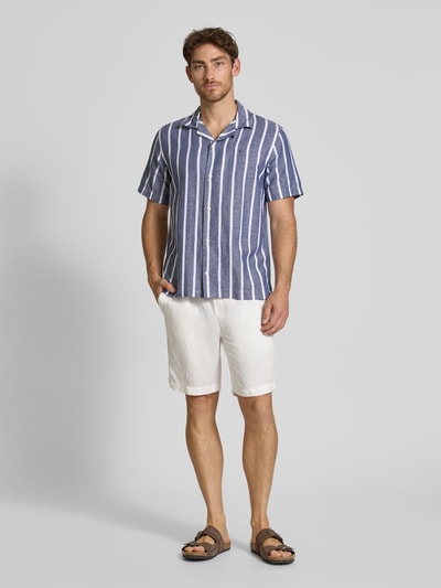 Tommy Hilfiger Regular fit vrijetijdsoverhemd van een mix van katoen en linnen Marineblauw - 1