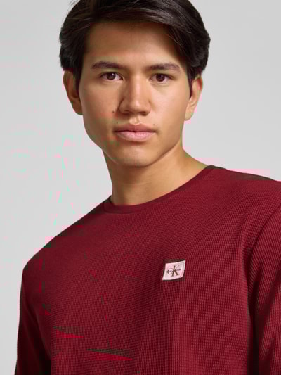 Calvin Klein Jeans Shirt met lange mouwen en structuurmotief Bordeaux - 3