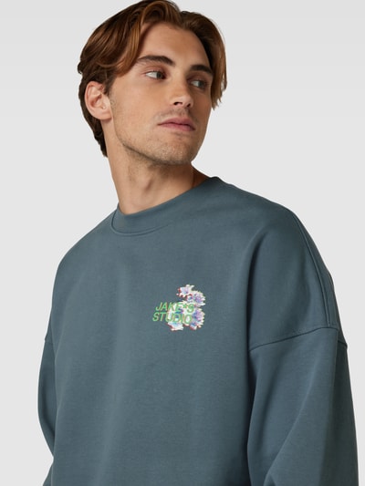 JAKE*S STUDIO MEN Sweatshirt met labelprint Rookblauw - 3