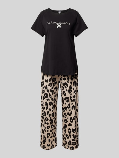 LOUIS & LOUISA Pyjama mit Statement-Stitching Modell 'Schmusekatze' Black 1