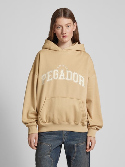 Pegador Oversized hoodie met statement- en labelprint, model 'WAYRUNA' Zand - 4