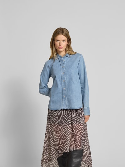 Closed Hemdbluse in Denim-Optik Hellblau 4