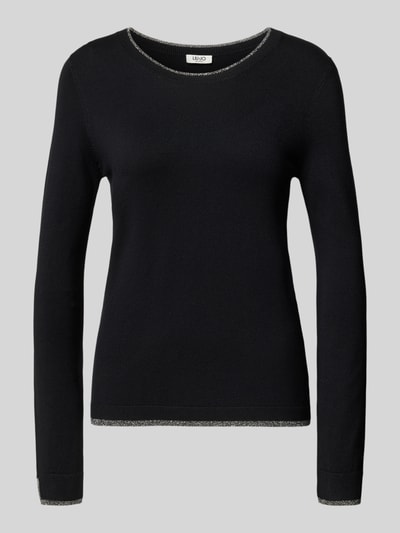 Produktfoto, Pullover aus Viskose-Mix Modell 'Maglia Chiusa' von Liu Jo White, schwarz, Rundhalsausschnitt, körpernahe Passform