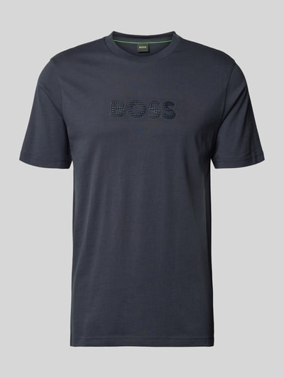 Produktfoto, Regular Fit T-Shirt aus reiner Baumwolle Modell 'TS_TERRACE' von BOSS Green, unifarbenes Jersey mit 3D-Label Print und Rundhalsausschnitt